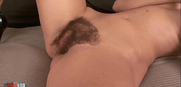  Big black cock creampie for hairy pussy